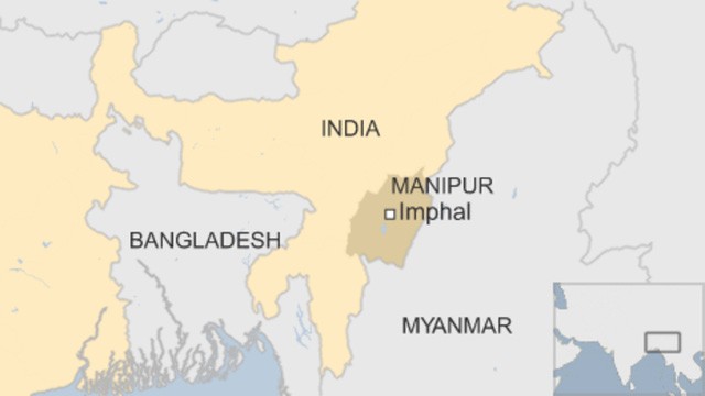 Động đất có tâm chấn tại bang Manipur của Ấn Độ. Đồ họa: BBC.