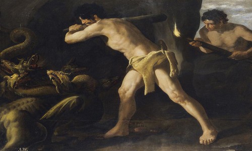 Minh họa trận chiến giữa Hercules và quái vật. Ảnh:Pinit.
