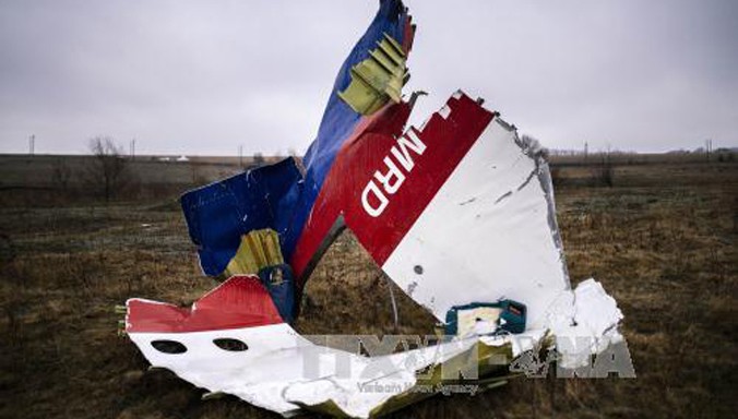 Một phần xác máy bay MH17 ở làng Grabovo, cách Donetsk, Ukraine khoảng 80km về phía đông ngày 10/11/2014. Ảnh: AFP-TTXVN.