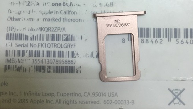 iPhone 6S được nhái tinh vi từ hộp, khe SIM và máy cùng IMEI.
