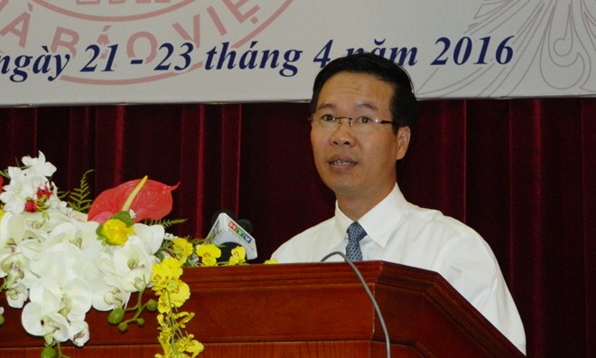Ủy viên Bộ Chính trị, Bí thư Trung ương Đảng, Trưởng Ban Tuyên giáo Trung ương Võ Văn Thưởng phát biểu tại hội nghị.