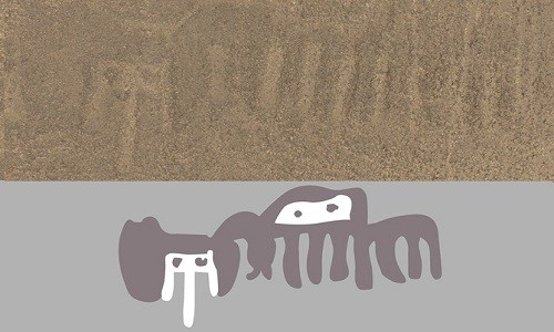 Hình vẽ quái thú được phát hiện trên cao nguyên Nazca. Ảnh: Masato Sakai.