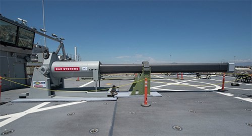 Nguyên mẫu pháo ray điện do BAE Systems phát triển.