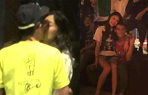 Trần Quán Hy và Tần Thư Bồi lộ ảnh hôn nhau trên phố. Bên phải là ảnh thân mật của hai người năm 2015.