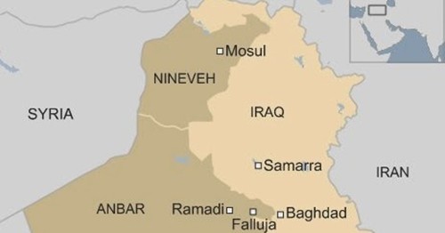 Vị trí thành phố Mosul, Iraq. Đồ họa: BBC.