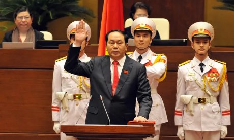 Đại tướng Trần Đại Quang trong lễ tuyên thệ nhậm chức Chủ tịch nước 4 tháng trước.