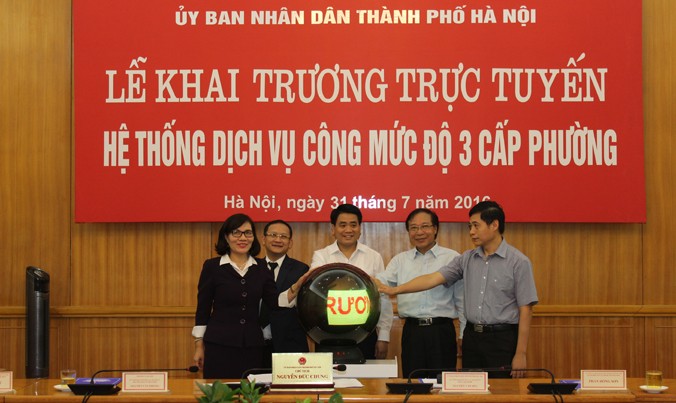 Lễ khai trương hệ thống dịch vụ công trực tuyến mức độ 3 cấp phường của TP Hà Nội vừa diễn ra sáng nay, 31/7.