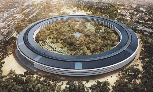 Thiết kế trụ sở "phi thuyền" của Apple khi hoàn thiện. Ảnh: City of Cupertino.