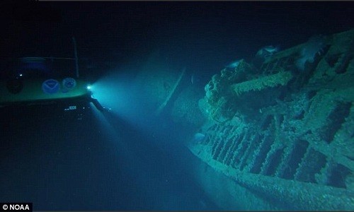 Xác tàu ngầm U-576 của phát xít Đức dưới đáy biển North Carolina. Ảnh: NOAA.