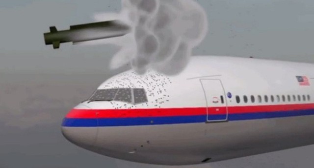 Mô phỏng tên lửa đất đối không tấn bắn trúng máy bay MH17. Ảnh: Huffington Post.