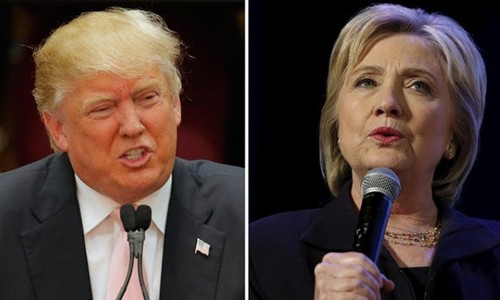 Ứng viên tổng thống đảng Cộng hòa Donald Trump (trái) và đảng Dân chủ Hillary Clinton. Ảnh: CBS News.