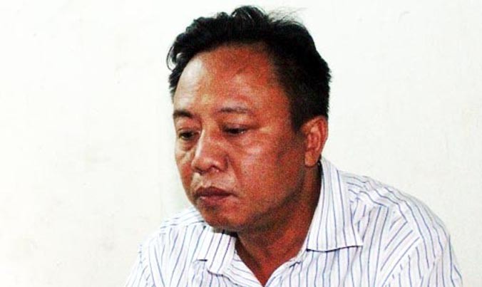 Trương Văn Hưng tại cơ quan điều tra ở Bảo Lộc.