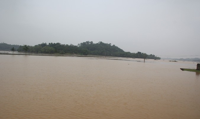 Mặc dù trời không mưa nhưng mực nước ngập ở các đồng ruộng, sông hồ vẫn còn rất sâu.