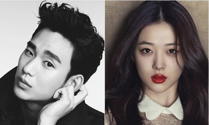 Kim Soo Hyun sánh bên Sulli trước thời điểm nhập ngũ. Ảnh: Nate.