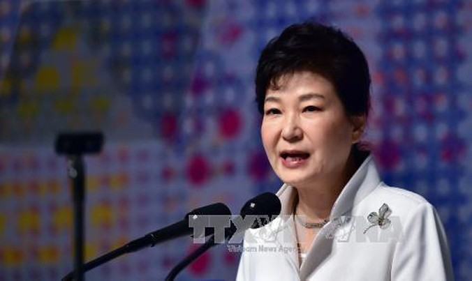 Tổng thống Hàn Quốc Park Geun-hye tại một sự kiện ở Seoul ngày 1/3. Ảnh: AFP/TTXVN.
