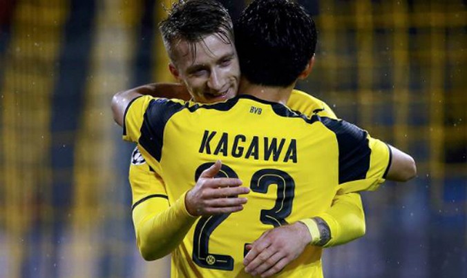Marco Reus và Kagawa góp năm bàn cho Dortmund. Ảnh: Reuters.