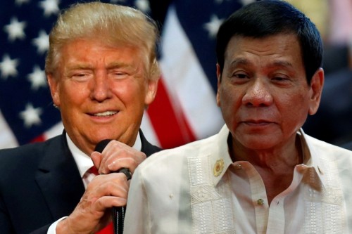 Tổng thống Mỹ đắc cử Donald Trump và Tổng thống Philippines Rodrigo Duterte. Ảnh: ABS-CBN News.