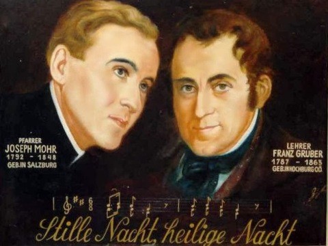 Tác giả ca khúc Silent Night, Franz Xaver Gruber (phải) và Joseph Mohr.