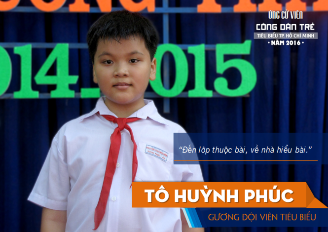Tô Huỳnh Phúc, gương Công dân trẻ tiêu biểu TPHCM 2016 nhỏ tuổi nhất.