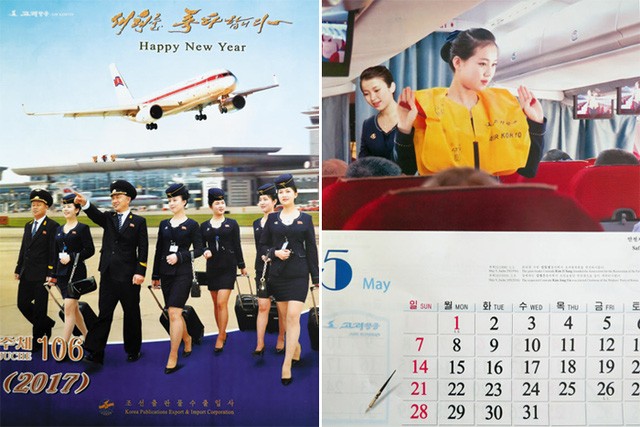 Các tiếp viên hàng không trên bộ lịch của Triều Tiên (Ảnh: Yonhap)