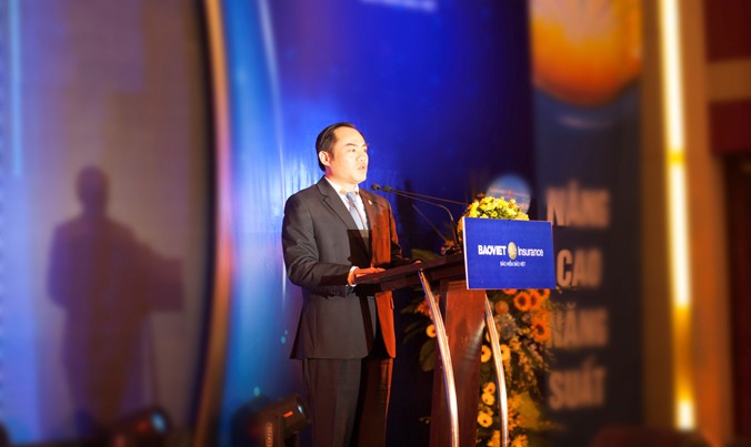 Ông Nguyễn Quang Phi, Tổng giám đốc Tập đoàn Bảo Việt phát biểu tại hội nghị.