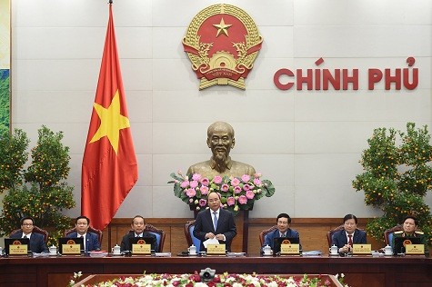 Thủ tướng chủ trì phiên họp Chính phủ thường kỳ tháng 1/2017. Ảnh: VGP/Quang Hiếu.