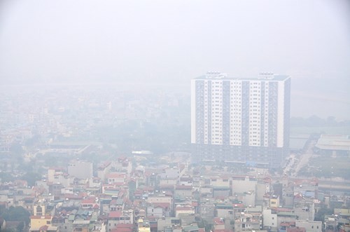 Sương mù xuất hiện ở Hà Nội vào sáng nay. Ảnh: Thanh Hà