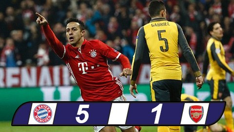 Arsenal thảm bại trên sân của Bayern Munich