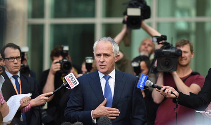 Thủ tướng Malcolm Turnbull trong một lần trả lời phỏng vấn của báo giới.