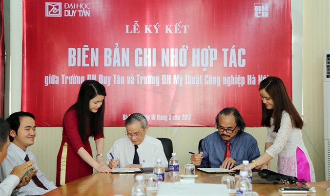 ĐH Duy Tân ký kết Biên bản ghi nhớ hợp tác với ĐH Mỹ thuật Công nghiệp Hà Nội.
