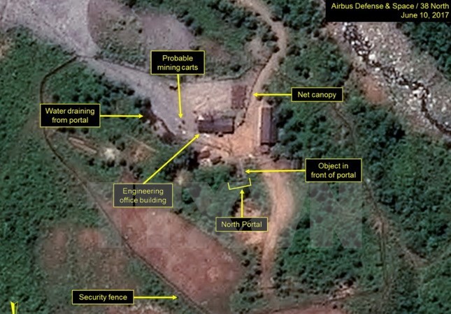Bãi thử hạt nhân ngầm Punggye-ri của Triều Tiên. Nguồn: 38 North/TTXVN.