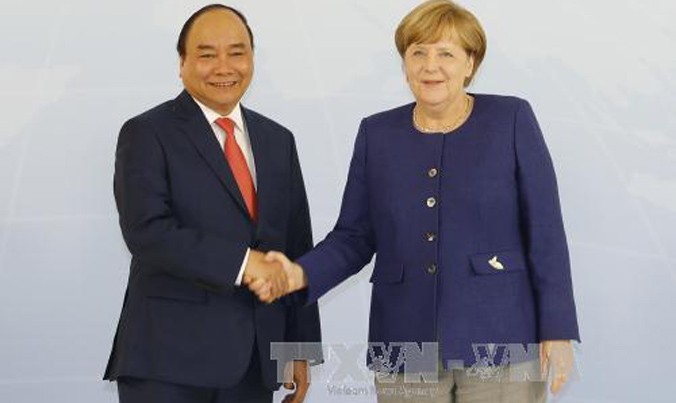 Thủ tướng Nguyễn Xuân Phúc và Thủ tướng Đức Angela Merkel.
