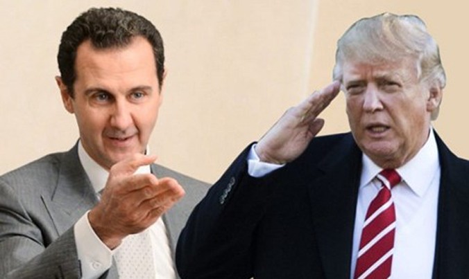 Tổng thống Mỹ Donald Trump (bên phải) và Tổng thống Syria Bashar Al-Assad.