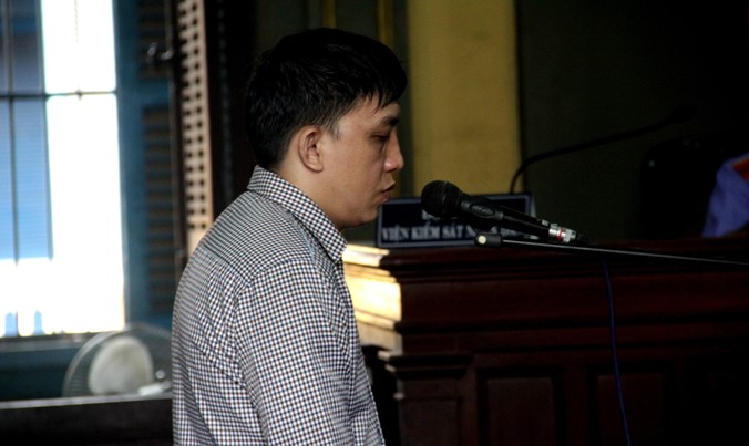 Hà Minh Tiến tại tòa ngày 25/7. Ảnh: Tân Châu.