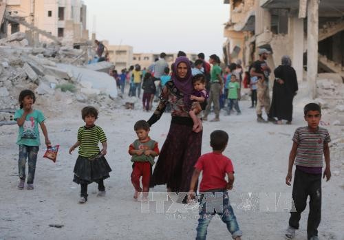 Thị trấn al-Nashabiyah, Đông Ghouta, Syria ngày 27/6. Ảnh: AFP/TTXVN.
