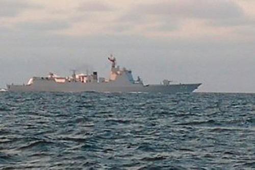 Tàu khu trục Trung Quốc trên đường tới biển Baltic. Ảnh: Getty Images.