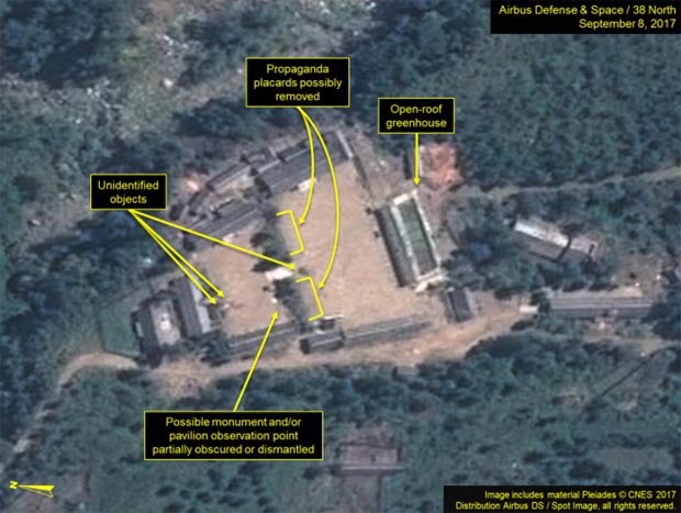 Ảnh chụp vệ tinh tại bãi thử hạt nhân Punggye-ri của Triều Tiên. Ảnh: 38North.