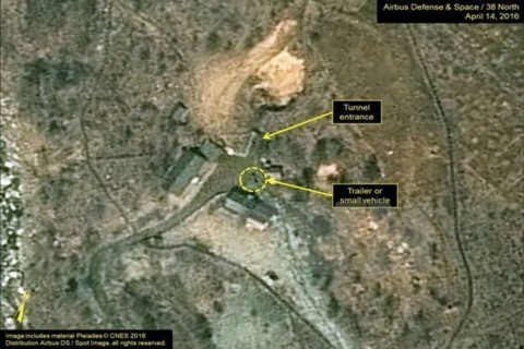Bãi thử hạt nhân Punggye-ri của Triều Tiên được chụp qua vệ tinh. Nguồn: 38 North.