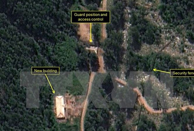Bãi thử hạt nhân Punggye-ri của Triều Tiên. Nguồn: 38 North/TTXVN.