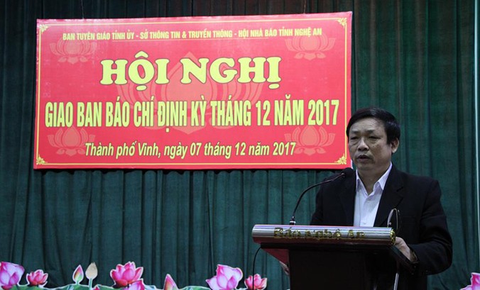 Ông Đậu Văn Thanh phát biểu tại buổi giao ban báo chí.