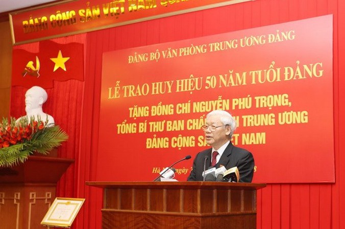 Tổng Bí thư Nguyễn Phú Trọng phát biểu tại buổi lễ. Ảnh: Trí Dũng/TTXVN.