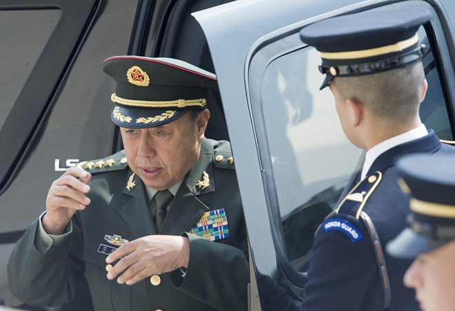 Thượng tướng Phạm Trường Long tại Lầu Năm Góc hồi tháng 6/2015. Ảnh: Getty.