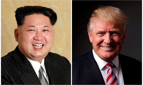 Tổng thống Mỹ Donald Trump (phải) và nhà lãnh đạo Triều Tiên Kim Jong-un. Ảnh: Reuters..
