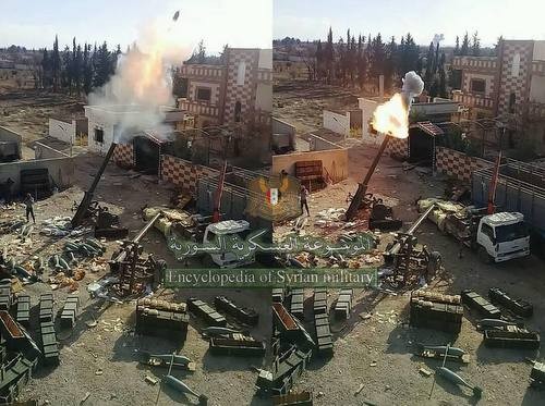 Pháo M-240 khai hỏa tại khu vực Đông Ghouta. Ảnh: Sputnik.