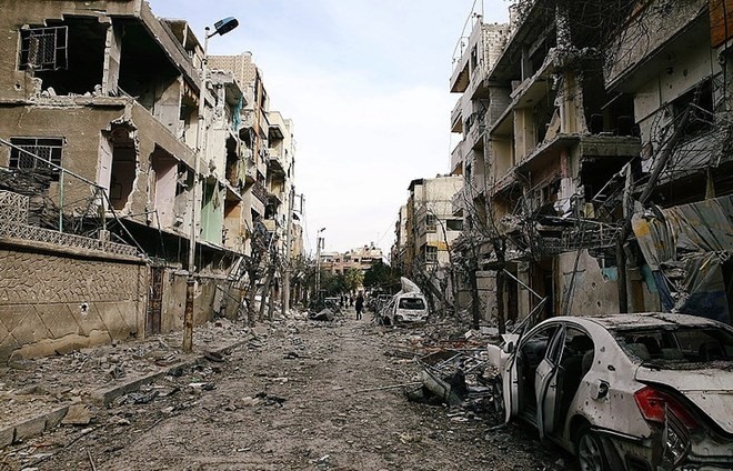 Khung cảnh hoang tàn ở Đông Ghouta. Nguồn: Reuters.