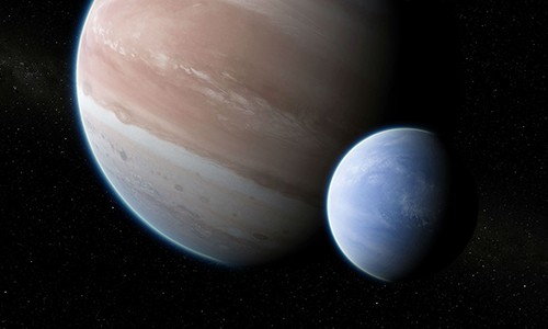 Hình ảnh mô phỏng mặt trăng quay quanh ngoại hành tinh Kepler-1625b. Ảnh: NASA.