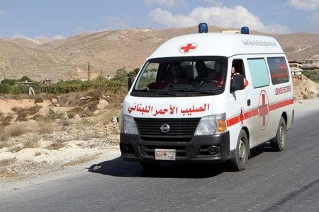 Xe cứu thương chở các binh sĩ Lebanon thiệt mạng trong vụ nổ bom