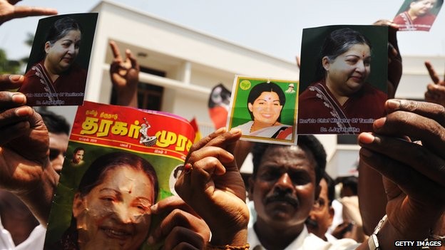 Người biểu tình ủng hộ bà Jayaram ở Tamil Nadu