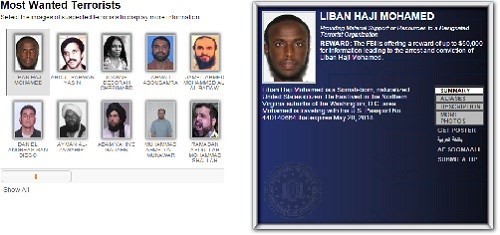 Hình ảnh Liban Haji Mohamed bị FBI truy nã