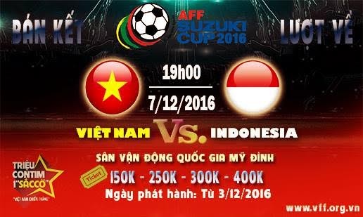 Lộ giá vé trận bán kết Việt Nam- Indonesia